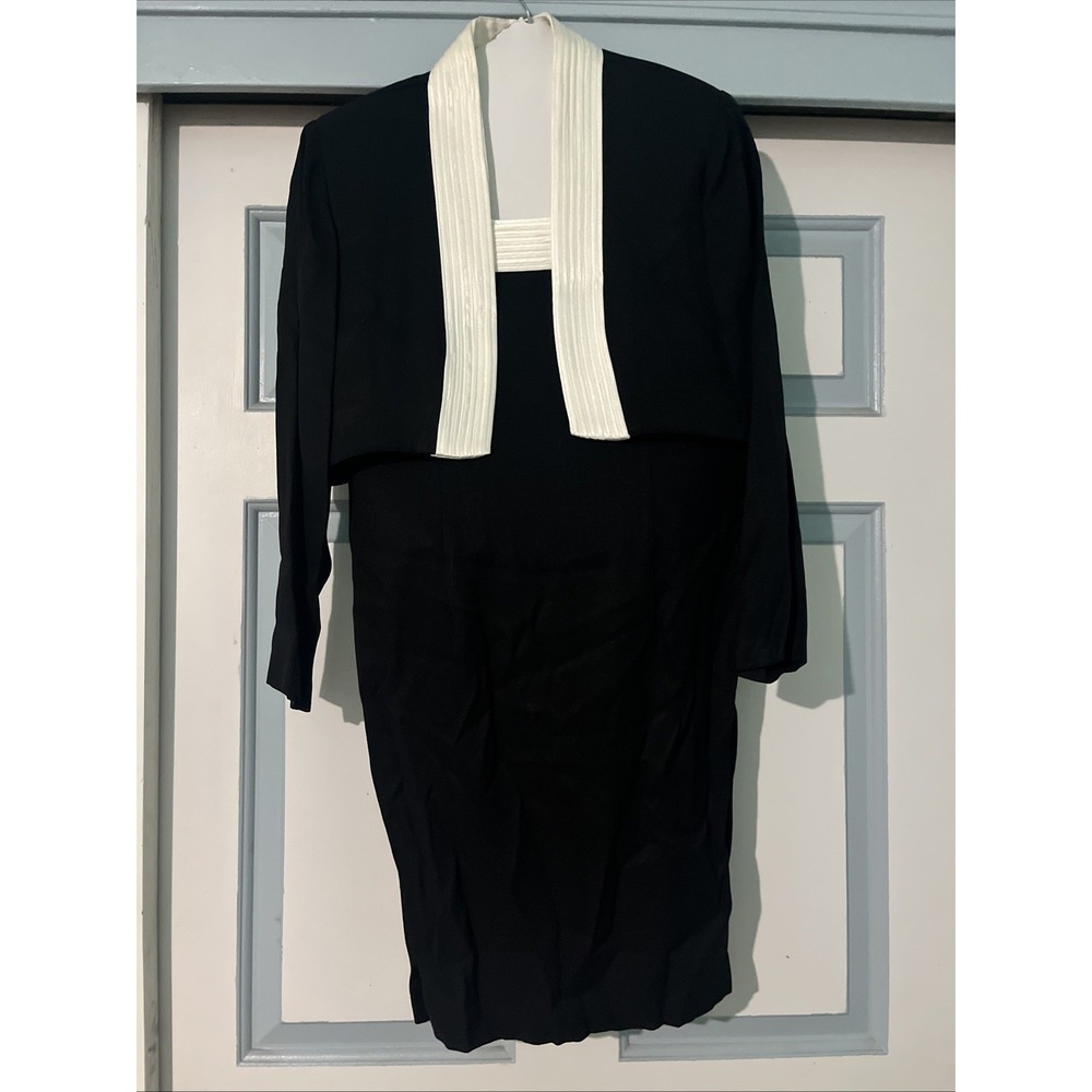 JR Nites Petites By Caliendo Sz 10P Black Spaghetti Strap‎ Dress With Jacket